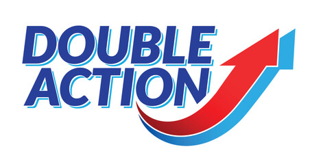 Double Action, dual action, 2x vector icon logo badge
