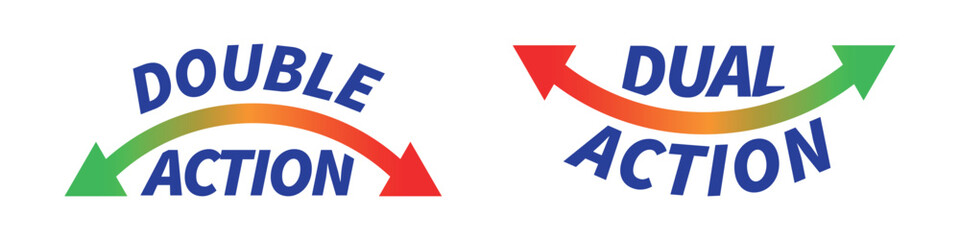 Double Action, dual action, 2x vector icon logo badge