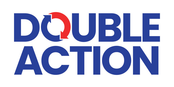 Double Action, dual action, 2x vector icon logo badge