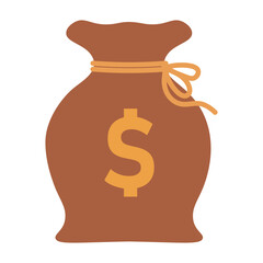 Brown Money Bag with Dollar Sign Symbol of Wealth, Savings and Financial Success