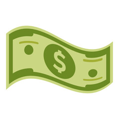Currency Flat Design A Simple Green Dollar Bill Icon on a White Background