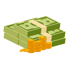 Money Stacks and Coins Financial Wealth and Prosperity Visual Illustration