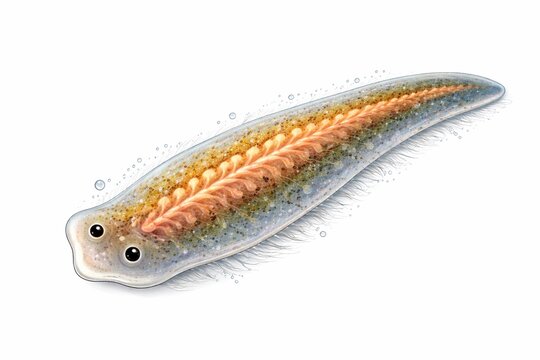 Planaria flatworm isolated on white background illustration