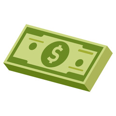 Isometric Stack of Dollar Bills Business Finance, Investment, and Economy Concepts