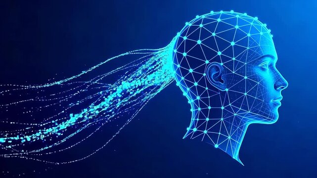 Human head with digital network connections