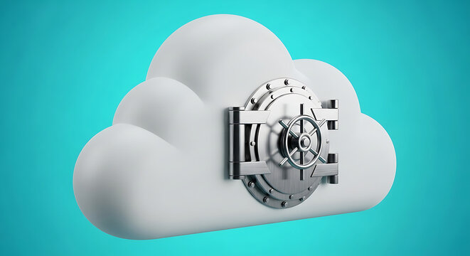 3D rendering of a secure vault with a heavy lock