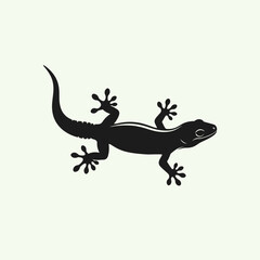 Fototapeta premium Black Gecko Silhouette on a Light Background, Minimalist Design