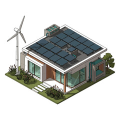 Isometric Eco-Friendly House Vector Illustration Design