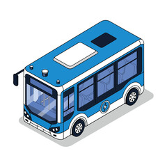 Isometric Electric Bus Illustration Vector Graphic