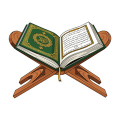 Open Quran with Stand Illustration Vector Graphic