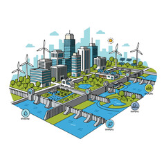 sustainable city illustration vector graphic design