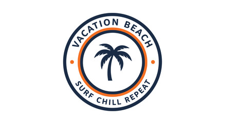 Vacation Beach Surf Chill Repeat Palm Tree Logo Design