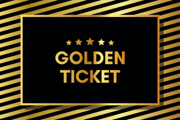 golden ticket vip card on striped background vector illustration