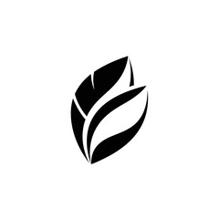 Minimalist Black and White Leaf Logo Design with Abstract Shape.
