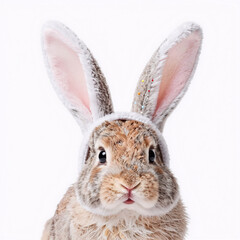 Obraz premium hyperrealistic, easter bunny headband design featuring white ears on a white background, intended for an adorable cartoon rabbit illustration