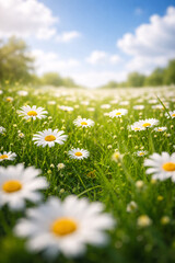 Daisy Field in Spring Sunlight