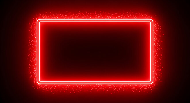A red neon rectangle on a black background