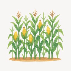 Naklejka premium Illustrated cornfield with ripe corn