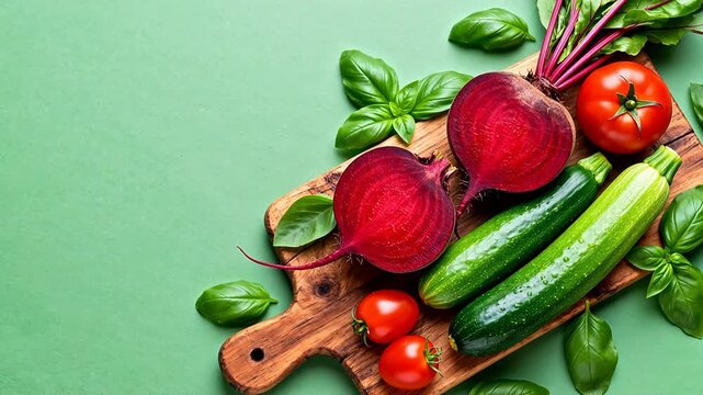 Fresh vegetables on wooden board