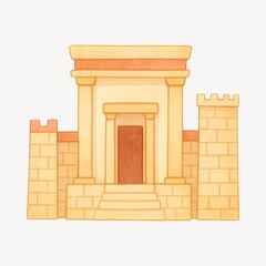 Fototapeta premium Ancient temple illustration with walls.