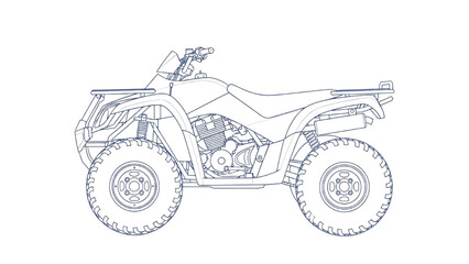 Detailed vehicle autocad blueprint of an all-terrain vehicle in a technical side view illustration © Stock Image Paradise
