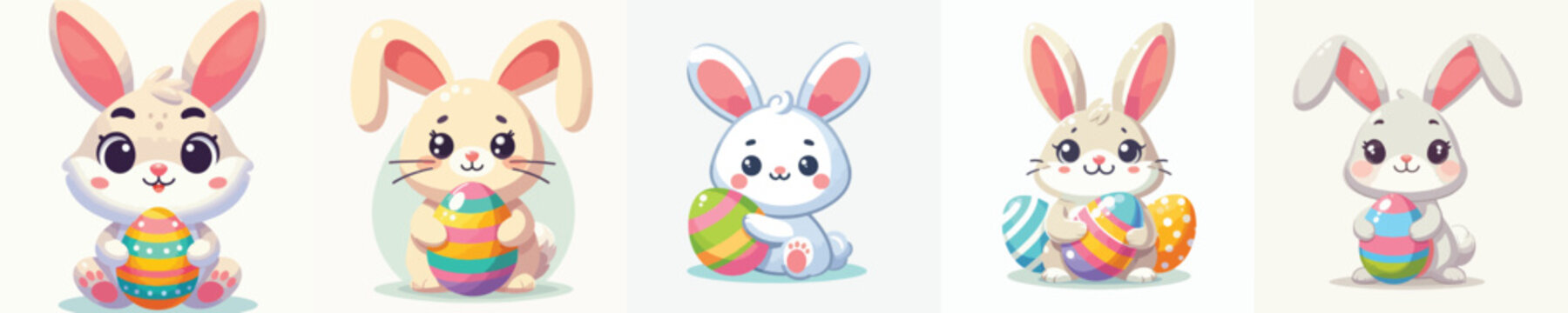 vector set image of easter bunny