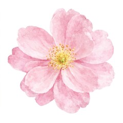 Naklejka premium Delicate pink watercolor flower illustration.