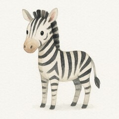 Fototapeta premium Cute watercolor zebra illustration.