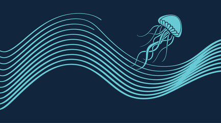 Stylized Sinusoidal Wave Interference Pattern Illustration