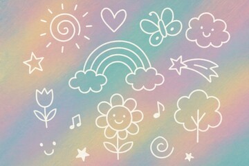 Whimsical pastel doodle wallpaper