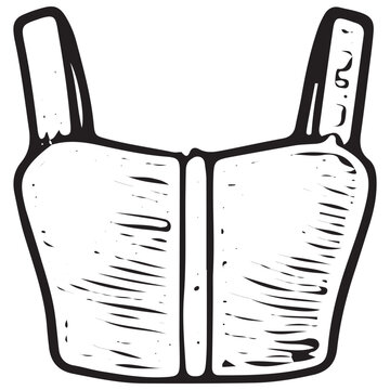 Vintage Crop Top Bustier Hand Drawn Fashion Sketch
