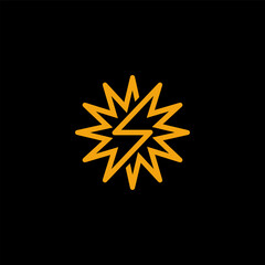 Obraz premium Dynamic lightning bolt star burst symbol on black background.