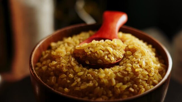 Explore the process of cooking bulgur in a simple kitchen setup