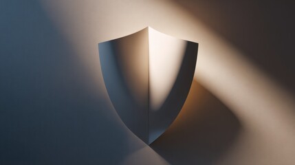 A stark minimalist shield bathed in a dramatic light. The simple design and lighting create a powerful sense of protection