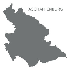 Aschaffenburg city map with boroughs grey illustration silhouette shape