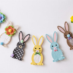 Obraz premium gothic, whimsical easter bunny garland on a white background