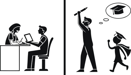 Academic Journey Illustration &ndash; From Struggle to Success
