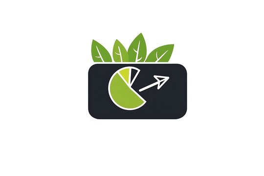A personal budgeting tool logo with green leaves and a pie chart on a black background