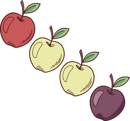 Colorful Cartoon Apple Illustration &ndash; Red, Green, Yellow, Purple