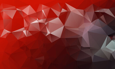 Fototapeta premium Low poly background with red and dark geometric triangles. Abstract low poly background featuring sharp polygonal shapes. Mosaic gradient pattern for modern design.
