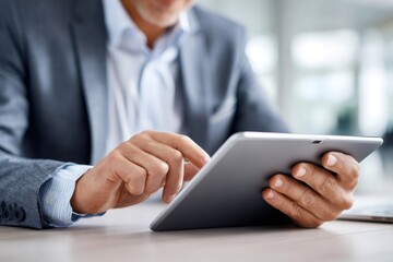 Professional businessman using digital tablet for work