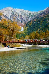 中部山岳国立公園、秋の上高地。松本、長野、日本。10月下旬。