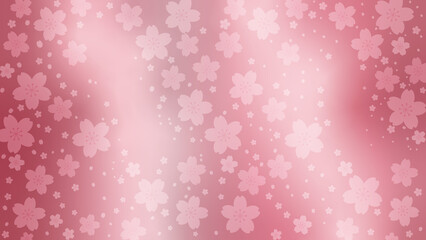 メタリックピンクの桜グラデーション背景：おしゃれなメタリック質感のピンクグラデーションに桜を散りばめた和モダン背景素材。光沢感とやわらかな花柄が調和し、雑貨・食器・ポスター・壁紙・シール帳・文具デザインに最適。SNS映えする春向けデザイン。