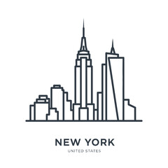 Obraz premium Minimalist Line Art of New York City Skyline Icon
