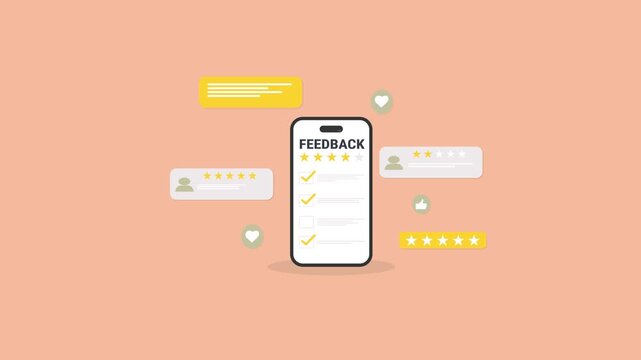 Customer feedback concept with rating and comment icons