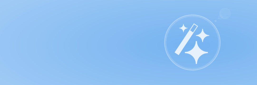 Header mit Zauberstab Icon blau Vektor svg unter 60 kB copy space