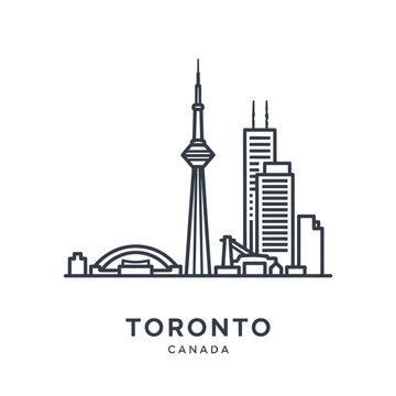 Minimalist Line Drawing of Toronto Skyline with CN Tower