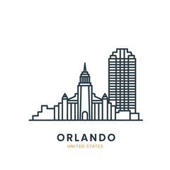 Obraz premium Stylized Orlando Skyline Illustration with Tall Buildings
