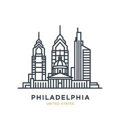 Obraz premium Stylized Line Art of Philadelphia Skyline with Iconic Buildings