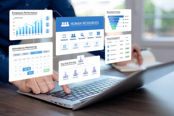 Human resources management platform with employee analytics, recruitment tracking, attendance...